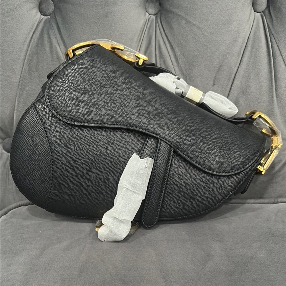 Black Leather Saddle Bag